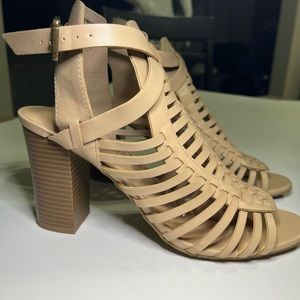 Peep Toe Cut Out Ankle Strap Buckle Heels